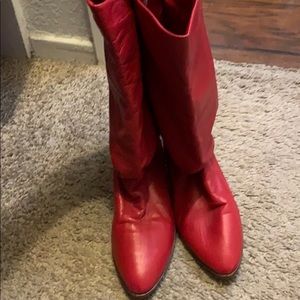 Red leather boots